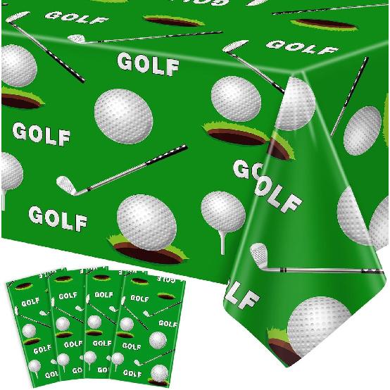4 Pack Golf Table Cloth Let s Partee Time Decorations Sports Men Boys Party Tablecloth Golf Waterproof Table Covers for Birthday Picnic Sports Themed 4