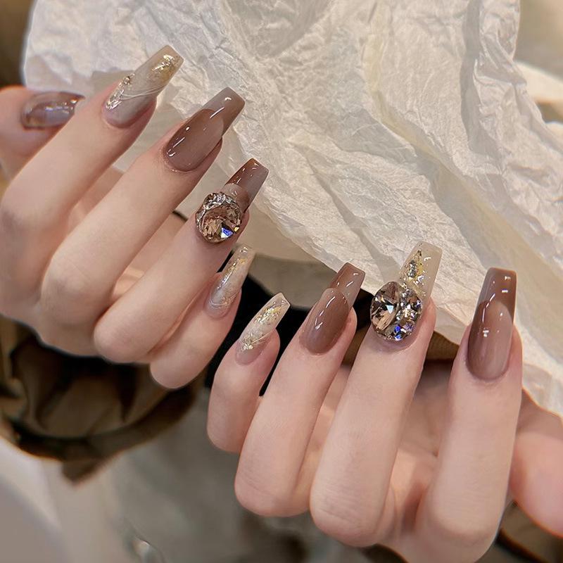 Premium Long Sparkle Handmade Faux Nails - Brightening Nail Art Stickers