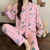 Imitation cotton ins style bow pajamas women's spring new fashion lazy long-sleeved loungewear two-piece set