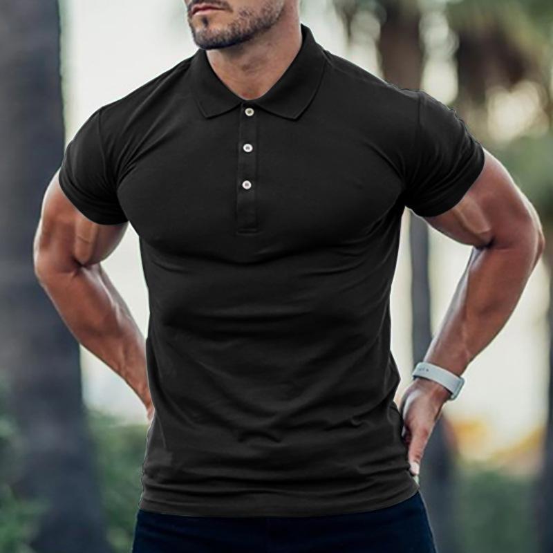 Men's Plain Short-sleeved Polo Shirt: a Casual Button-down Collared T-shirt