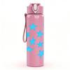 1PC Light Blue Five Point Star Repeat 750ml Color Plastic Sports Water Bottle Leakproof Flip Straw Lid Suitable for Sports Office Home Use