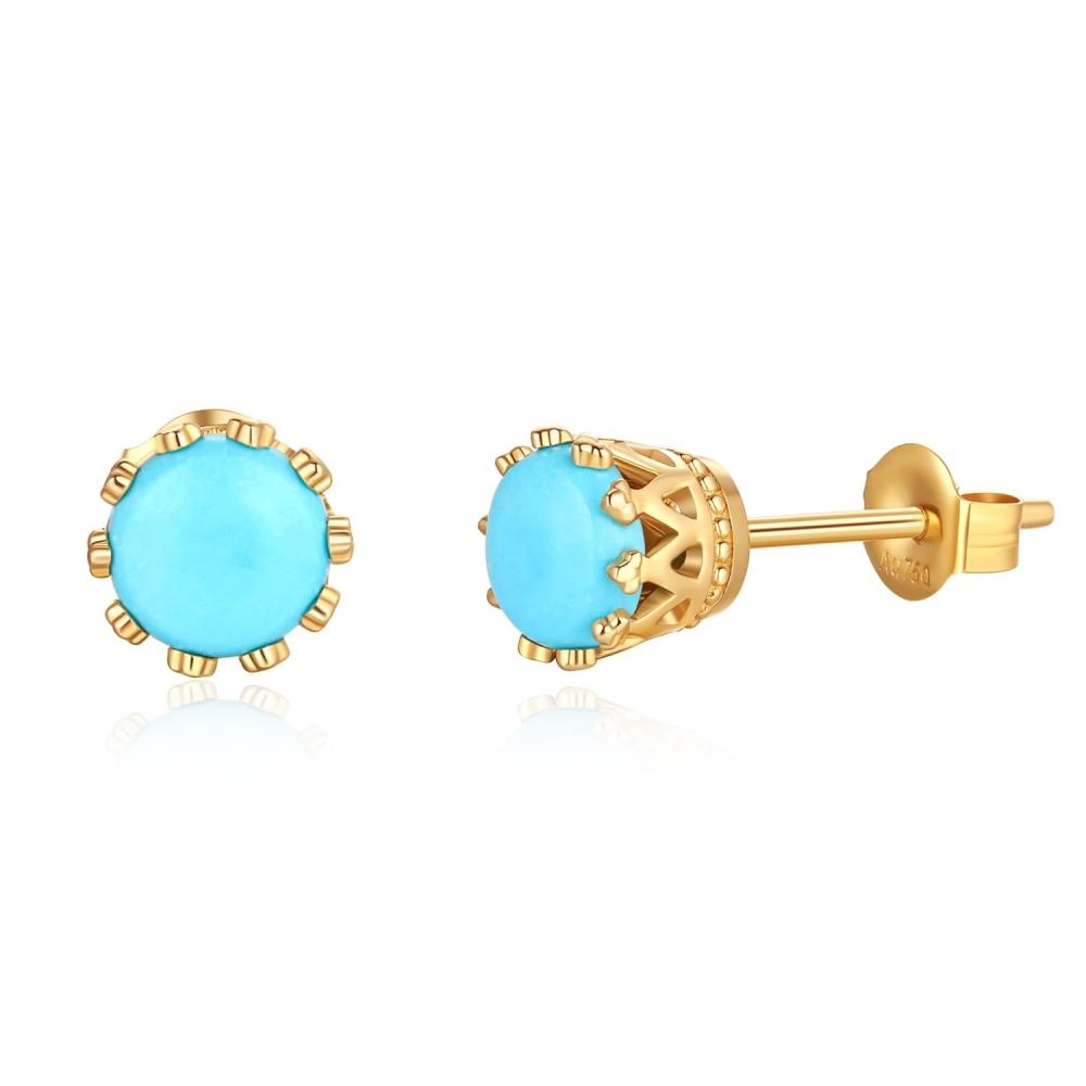 

Серьги Fancime Natural Turquoise женские K14 Gold 5 мм 1 Grain Natural Stone 0.93ct For Poppies