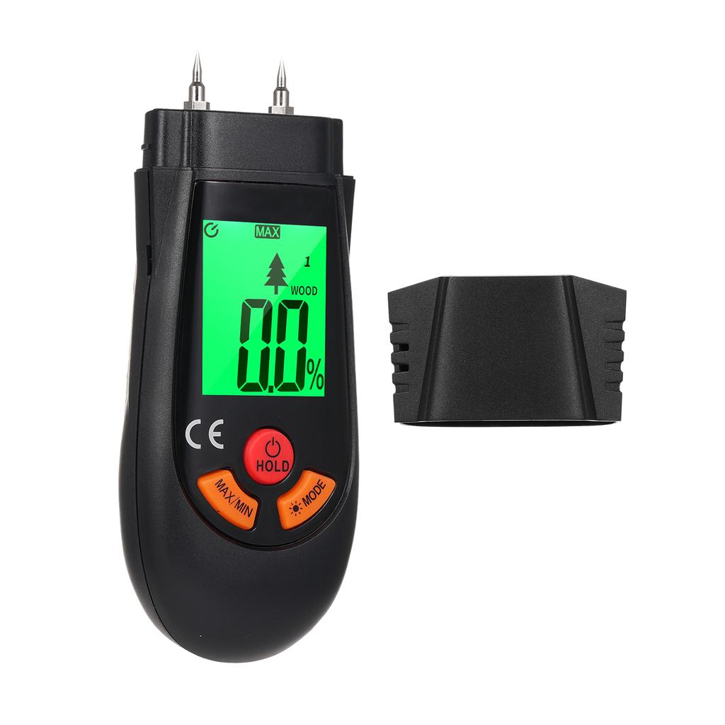 Medidor de humedad de madera Detector de humedad digital tipo pin con pantalla LCD retroiluminada de 3 colores
