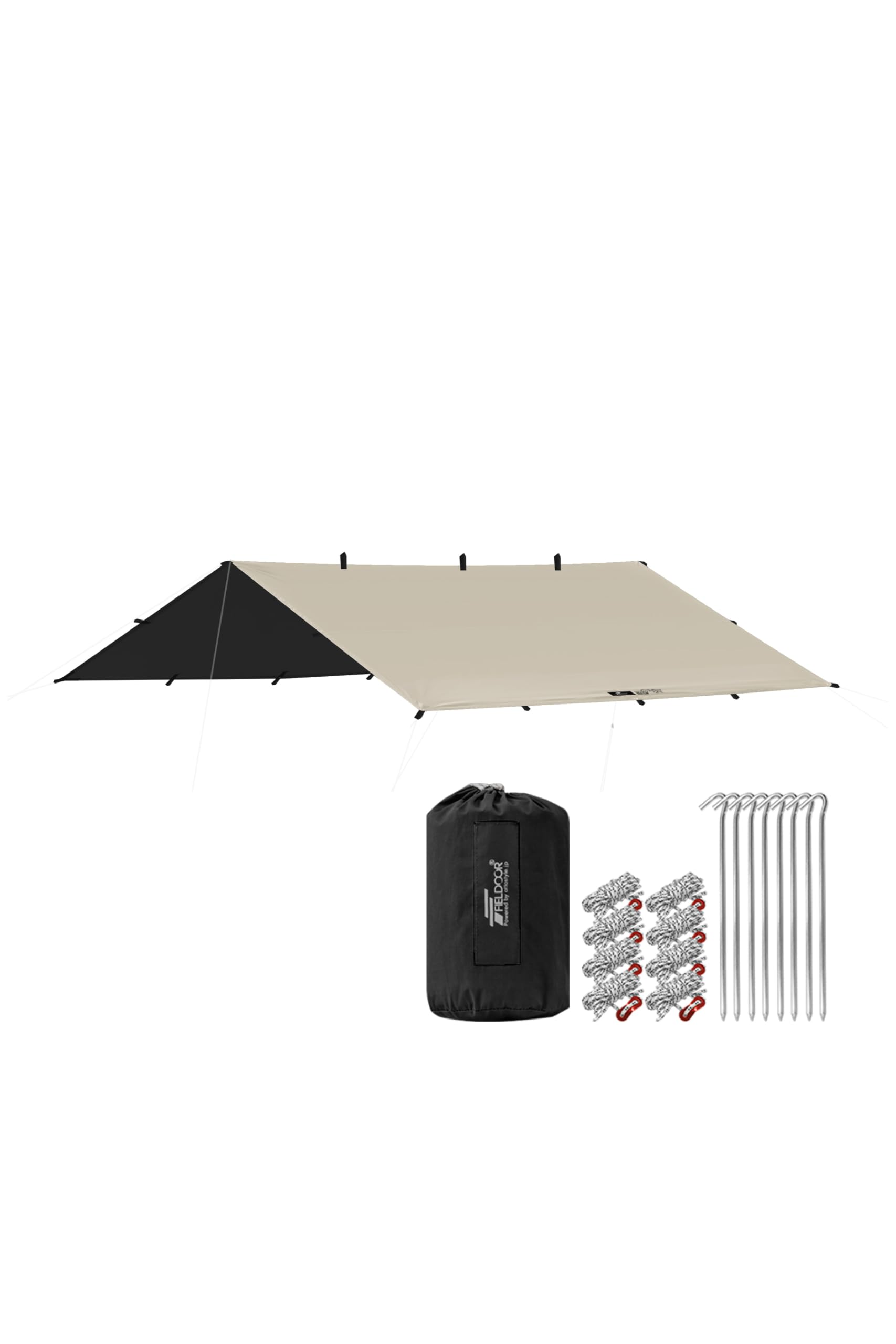 

FIELDOOR Square Heat UV High Water Solo Tent 4 Hexa Rectangular Storage Bag Included x [Complete Blackout] Tarp, Insulation, Tent, Sunshade,