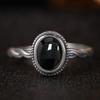 Vintage 925 Sterling Copper Ring Natural Black Onyx Ring Oval Round Stone Retro Fine Zircon Gift Sun Shaped For Women Men