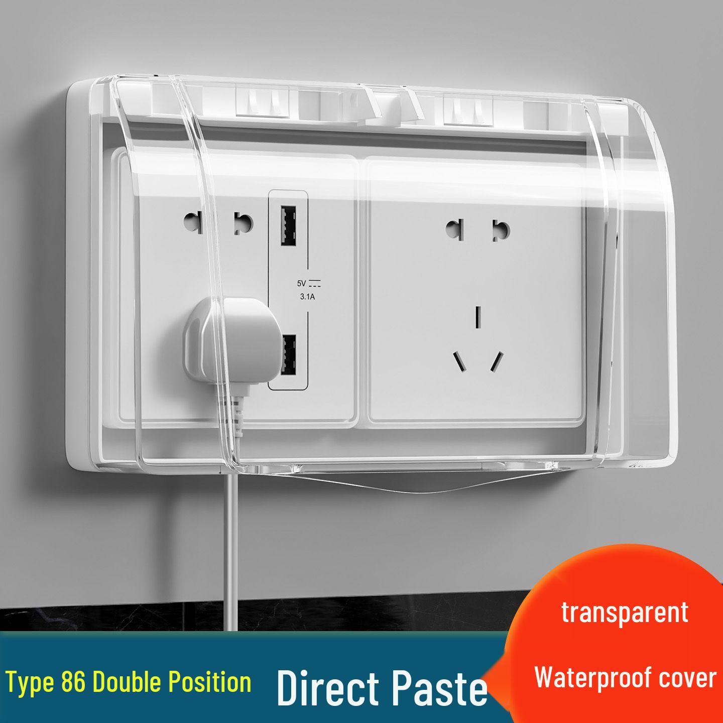 

Waterproof Adhesive Socket Cover, 86 Model - Bathroom Splash-Proof Power Protection Box 86 Type Single Row (Adhesive) прозрачный