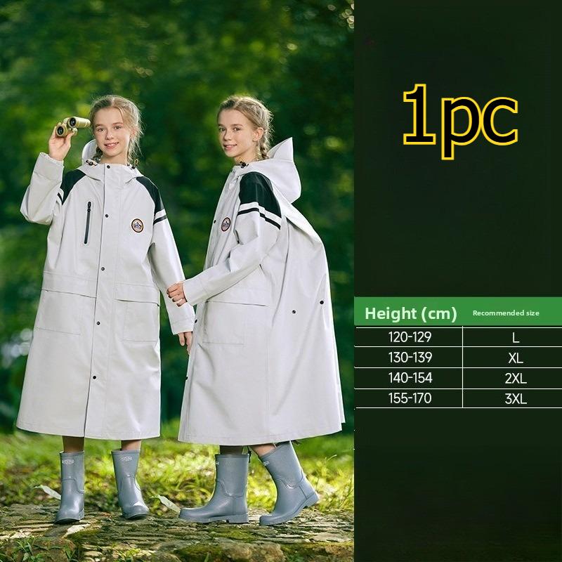 1pcs Kids Raincoat Outdoor Travel Camping Student School Raincoat Waterproof Long-Sleeve Hooded Rain Coat for Children L