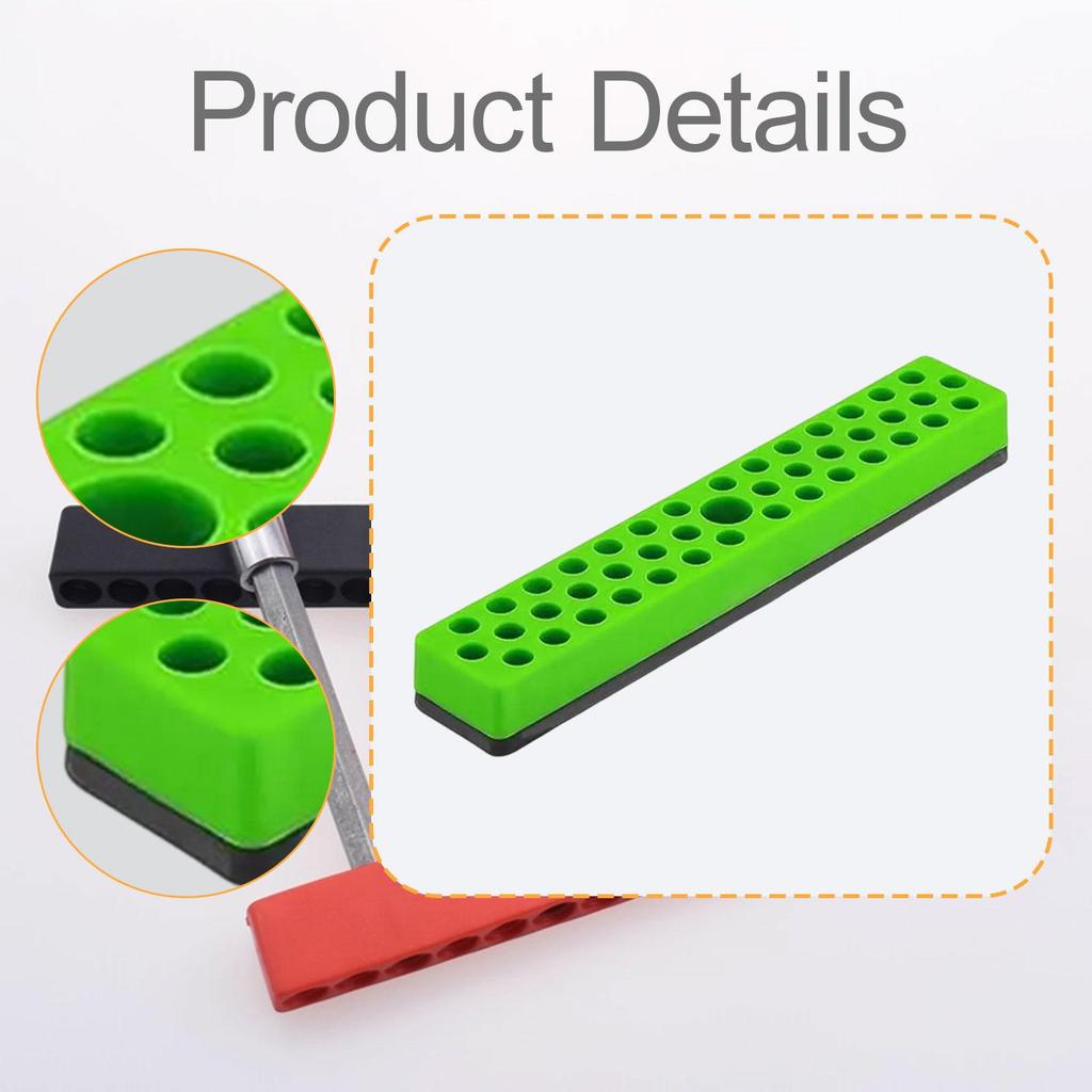 Multifunctional 1/4" Hex Bit Holder with 43 Slots for Organizing Workshop Accessories. 7 X 1.2 Inch Base.