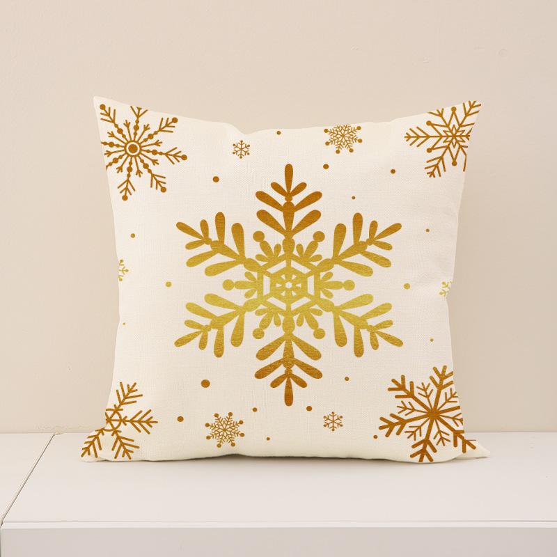 Red Christmas Print Pillow Cover Nordic Style Linen Print Holiday Decoration Living Room Sofa Cushion Cover Pillow