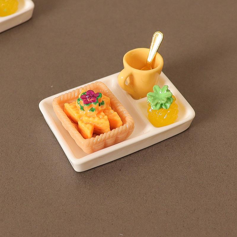 Miniature Toy Model Scene Doll House Accessories Mini Western Steak Cover Iron Plate Lid Delivery Tray