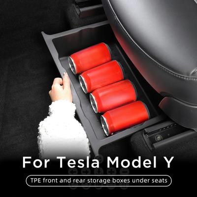 TPE Schowek pod siedzeniem do Tesla Model Y Organizery na przednie tylne siedzenia Tacka na śmieci Akcesoria