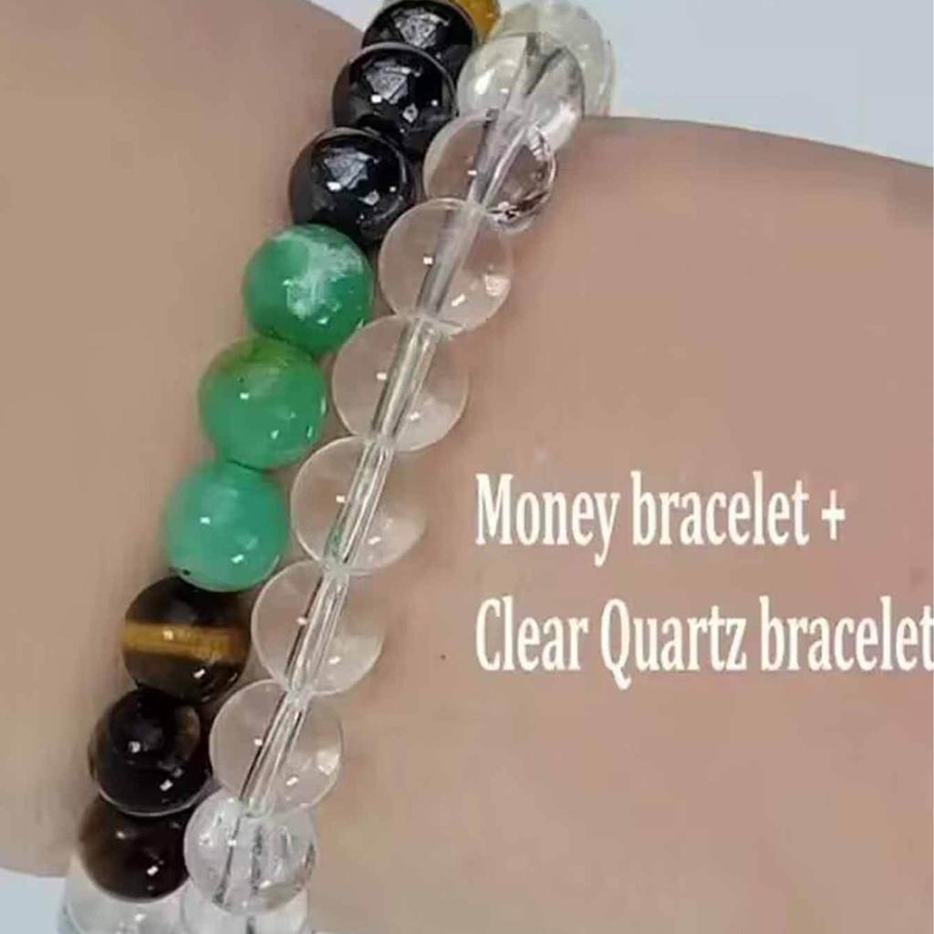 Money Drawing Peacock Stone Bracelet Green Stone Adorned Wealth Bracelet Good Fortune Wrist Chain for Dates Parties
