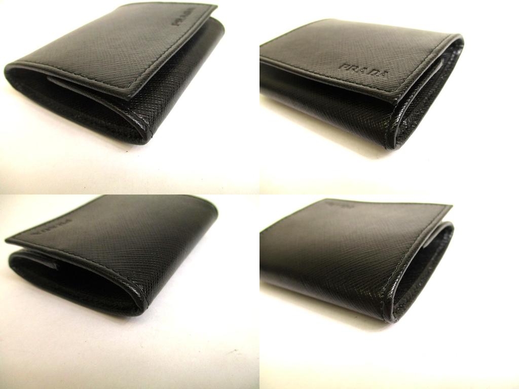 Authentic PRADA Saffiano Black Leather Coin Case Purse #a883  Refurbished
