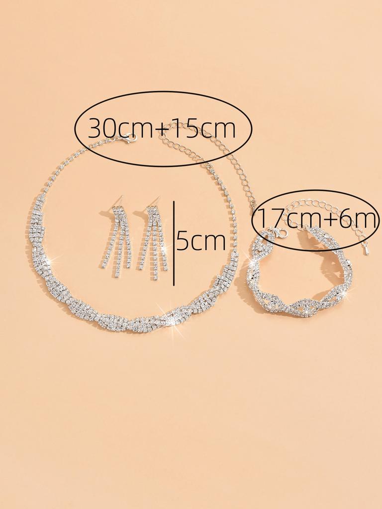 4-piece fashionable women's Zircon set with claw chains, rhinestones, necklaces, earrings, bracelets, gorgeous Zircon accessor