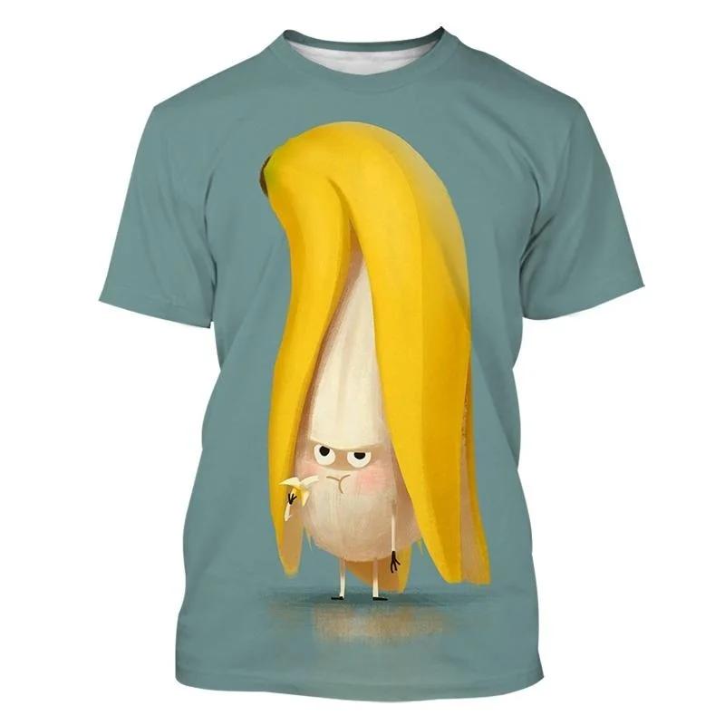 2024 Casual Fruit Design Fun Banana 3D Printed T-shirt New Fashion Unisex Hip Hop Street Short Sleeve Top T-shirt New Kids Shirt
