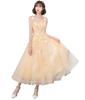 Ominefans Wedding Concert Bridal Wedding Color Stage Vocal and Chorus Dress Dress, V-Neck, Dress, Dress, Dress, Dress, Costume, A-Line (Yellow, XL)