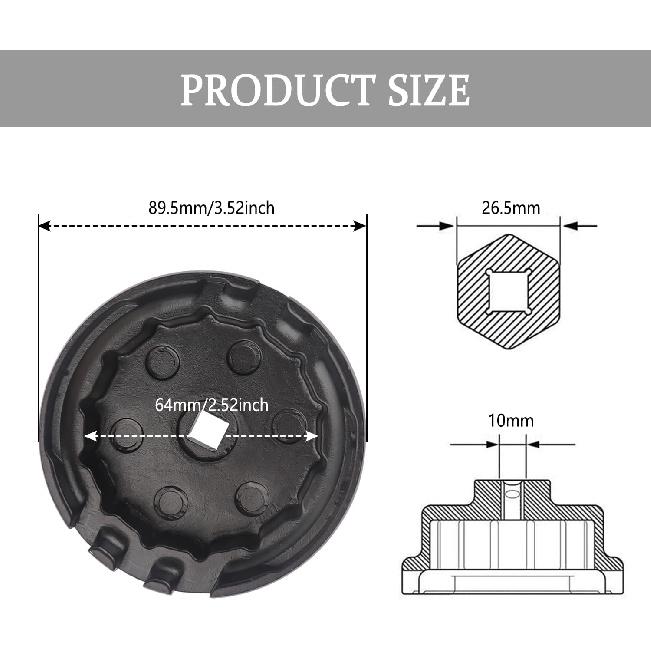 64Mm Oil Filter Wrench,Aluminum Alloy Quickly Oil Filter Removal Tool Compatible With Lexus Toyota Tundra RAV4 Sienna 2.5L To 5.7L Engines Oil Filter