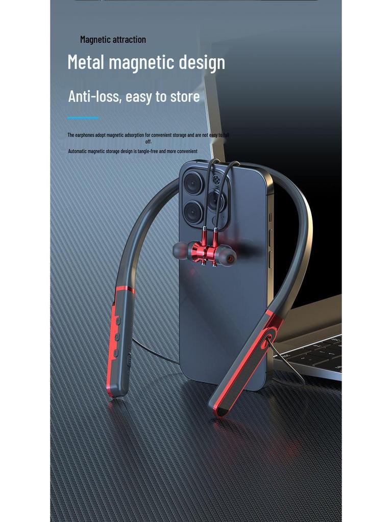 Neckband Bluetooth Headphones with Long Battery Life, Large Volume, Compatible with Apple, Huawei, and Android Devices