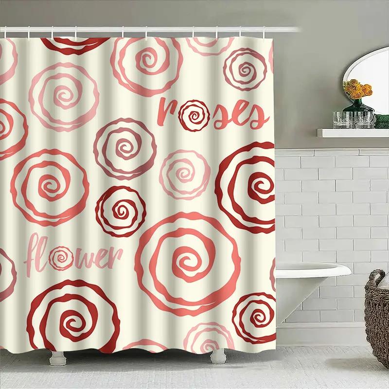 

Шторка для душа с цветочным принтом роз, современный декор для ванной комнаты с красным цветочным дизайном для домашнего декора. W90xH180cm