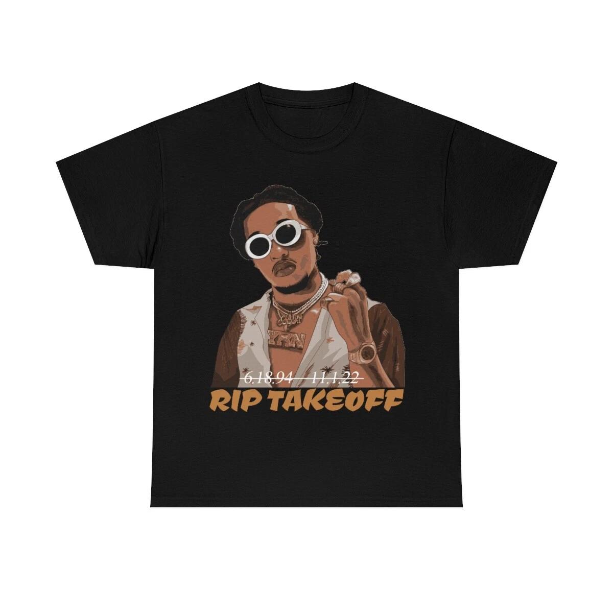 RIP Takeoff Tribute MIGOS Rest In Peace Takeoff Tee Shirt ATL Hip Hop T-shirt 2XL