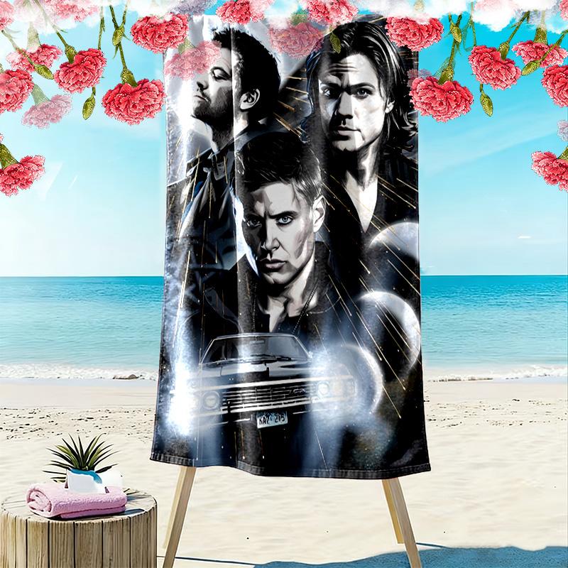 Supernatural Print Beach Towel, Large Soft Quick Dry Towel for Beach Camping Swimming