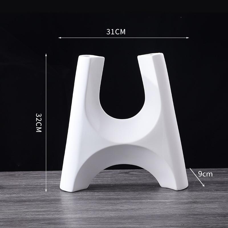 Abstract Art Geometric Ceramic Vase, Black and White Irregular Flower Ware, Living Room, Office, Hall Countertop Decoration