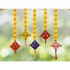 Handmade Artificial Marigold Fluffy Flowers Colorful Woolen Kite Hanging for Home, , Temple Pooja Room Decoration (Pack of 5)