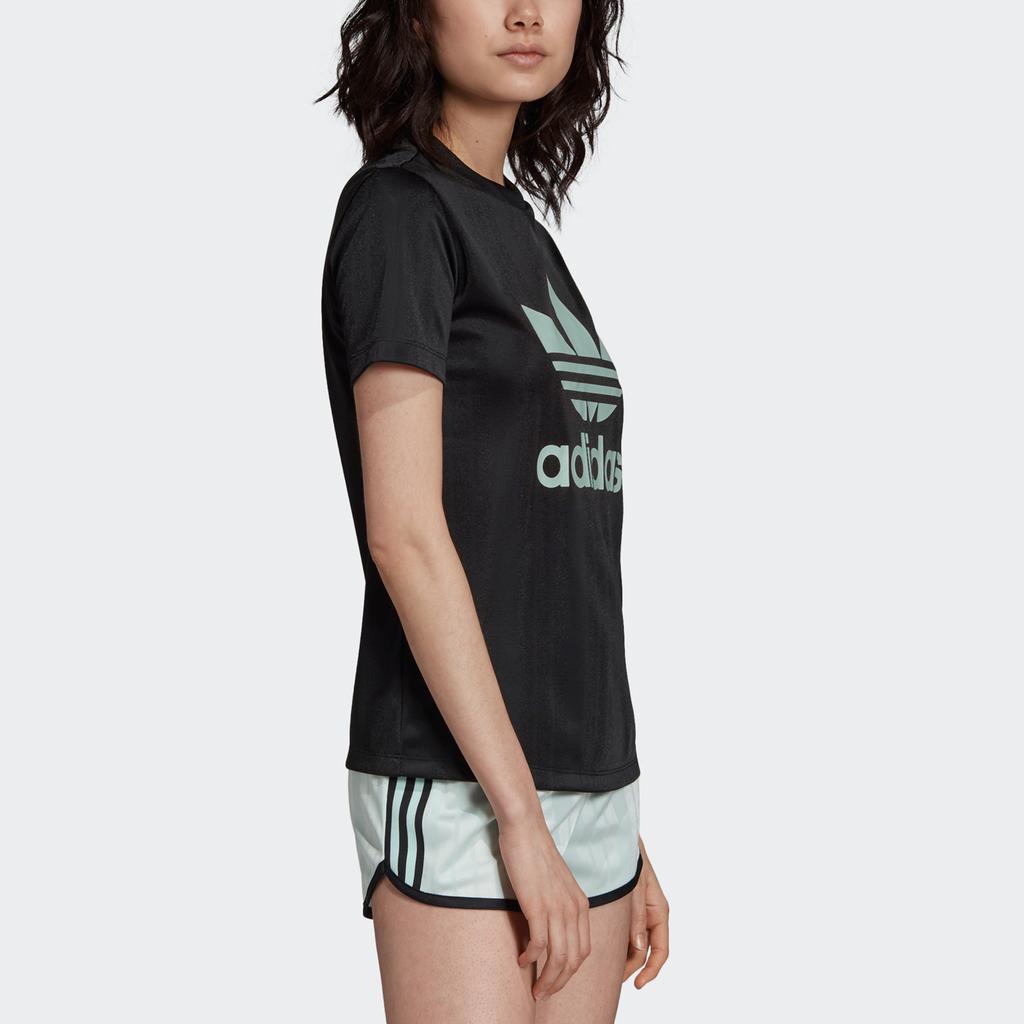 Adidas Originals Trefoil Tee Casual Sports Round Neck Letter Print Short Sleeve T-Shirt Women Tops Black DV0116