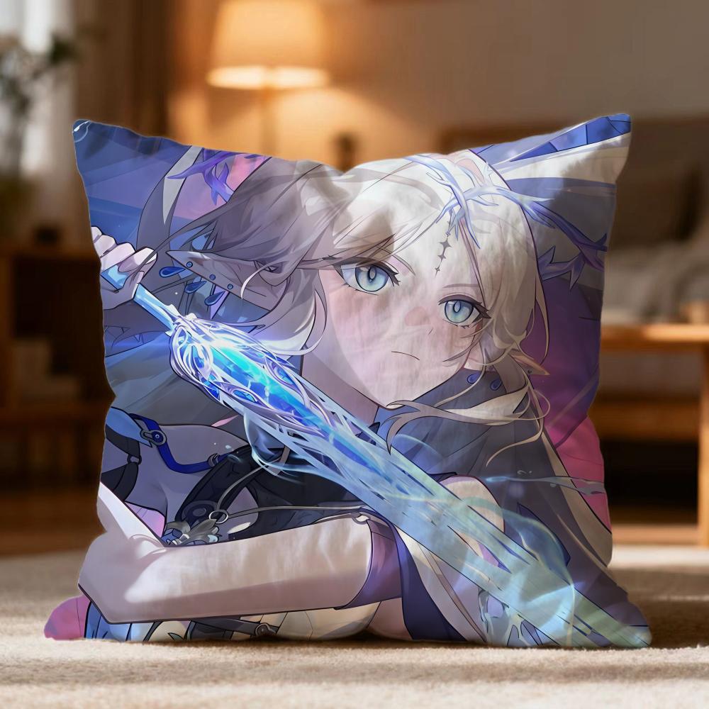 Hot CCartethyia Wuthering Waveser Cushion Cover Soft Washable Pillow Case Multi-Scene for Couch Bed Travel Office Use