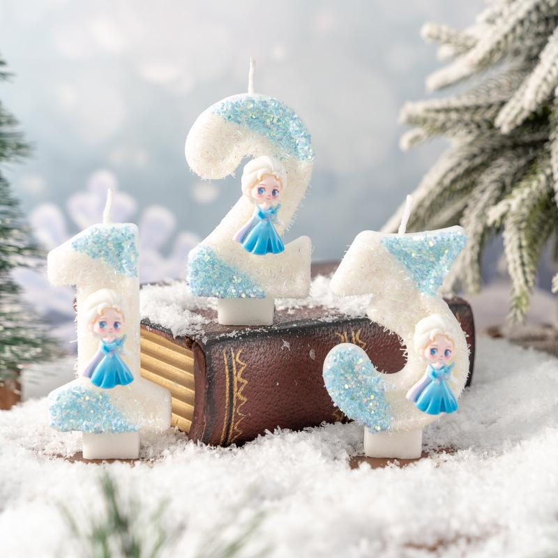 Charming Cartoon Princess Number Candles 0-9 for Christmas Decorations