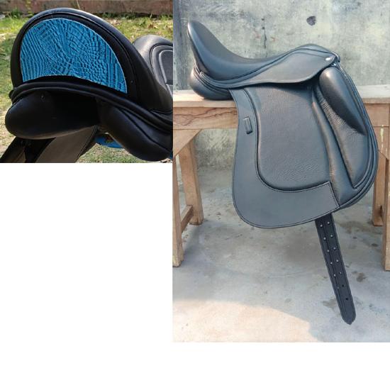 

Leather Dressage Double Flap Saddle with Changeable Gullets – Elegant Cantle Design 18 Inch чорний
