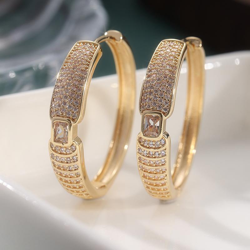 Luxury Hoop Earrings Synthetic Zirconia Elegant Bridal Jewelry for Wedding, Party, Everyday, Party Accessories, Glamorous Design