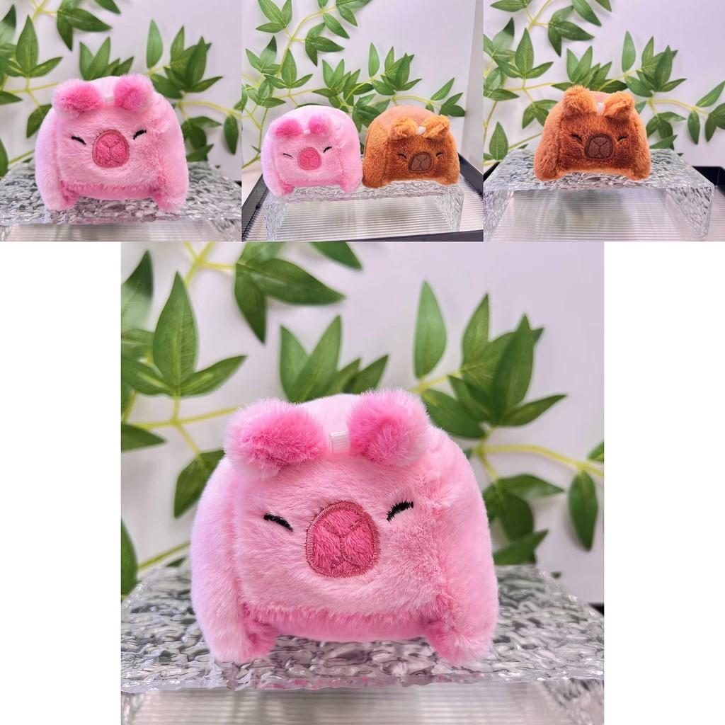 Sweet Plush Capybara Doll Cute Design In Brown And Pink Soft Fur Perfect For Keychains
