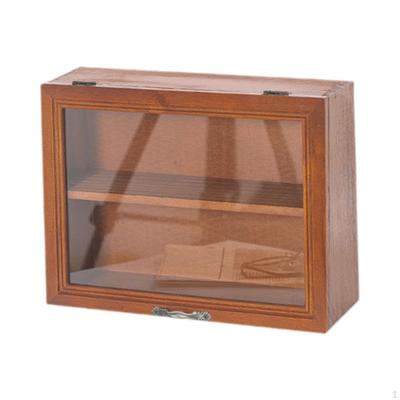 Wood Display Cabinet Dressing Table Makeup Organizer Desktop Box for Bathroom