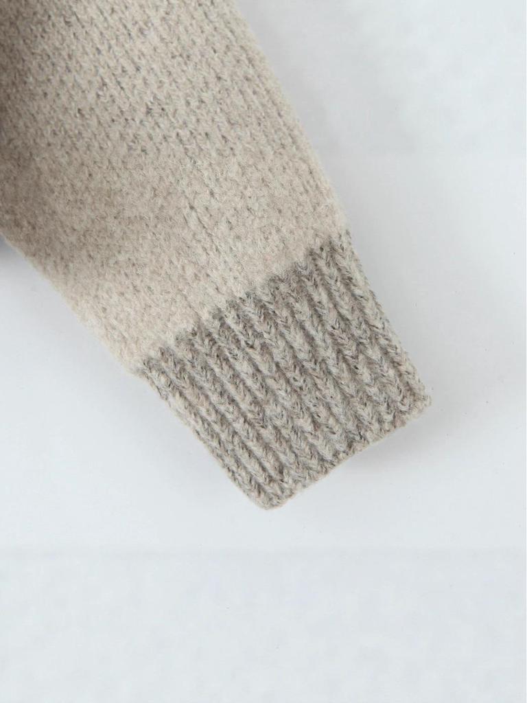 Women's Retro Color-Block Jacquard Knit Cardigan for Autumn/Winter