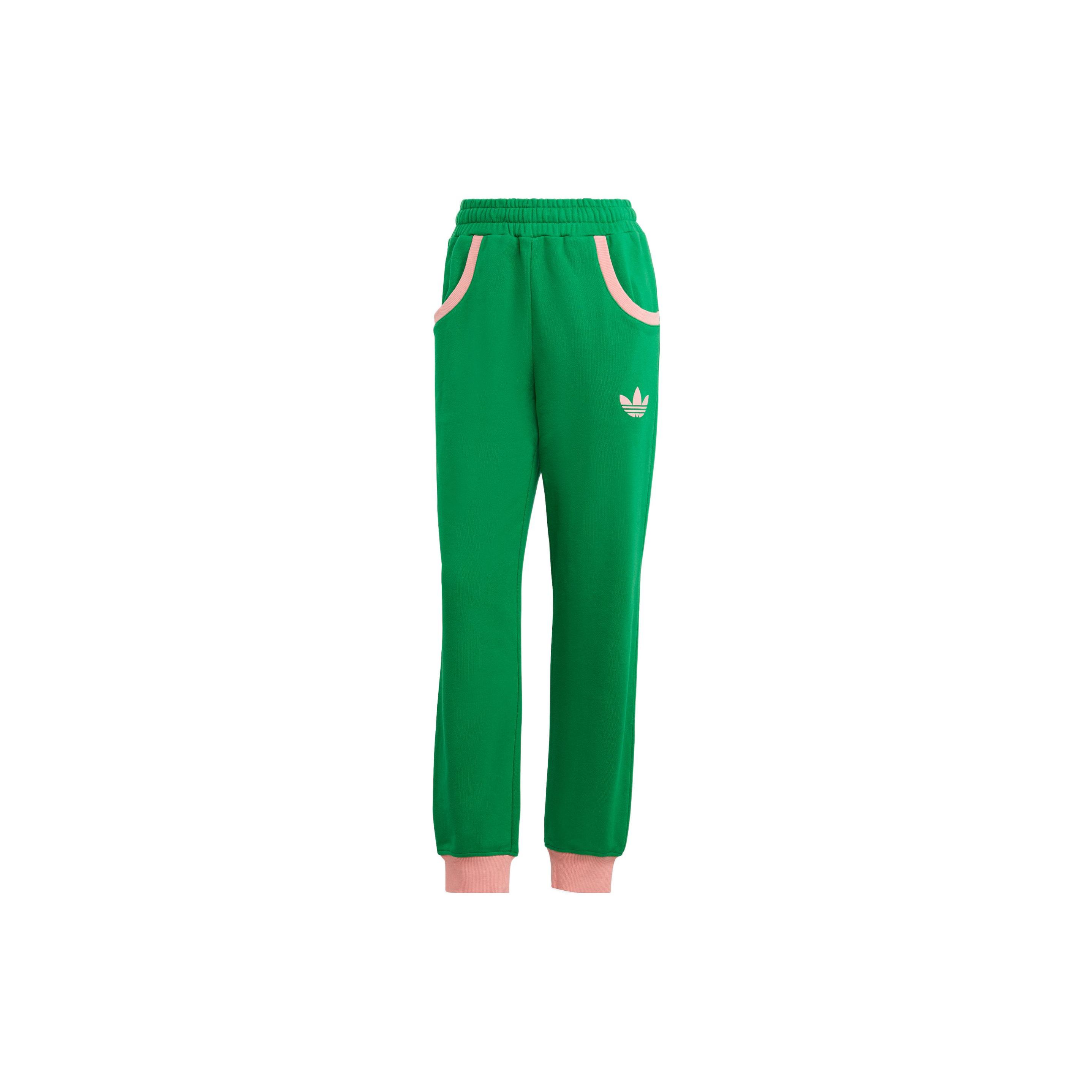 

adidas Originals Women s Color Block Cuffed Sweatpants Green Pink IB2054 S