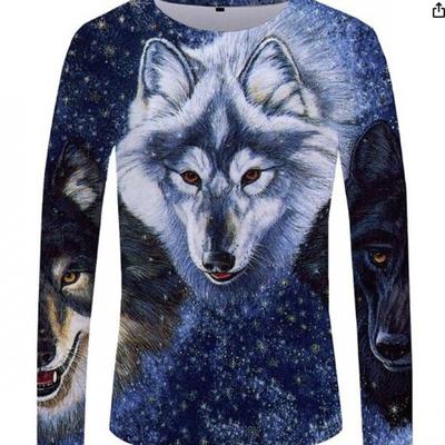 Men's Long Sleeved T-shirt Animal Tiger Wolf 3D Digital Printing Comfortable Plus Size Personalized Fashionable Autumn Winter Long Sleeved T-shirt