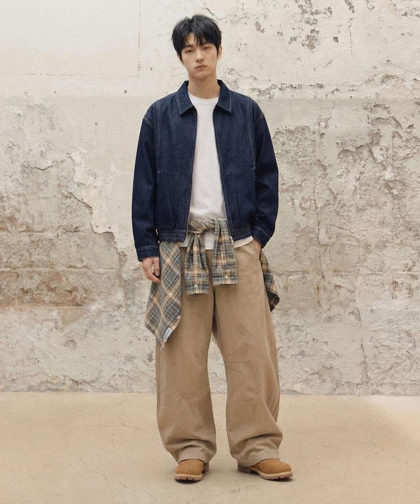 Agod Washed Crop Zip-Up Denim Jacket [Raw Indigo]