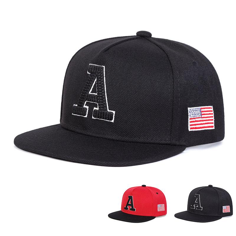 Children Letter A Side American Flag Embroidery Adjustable Hip Hop Baseball Hat Spring Autumn Outdoor Leisure Hats Travel Accessories for Boys Girls