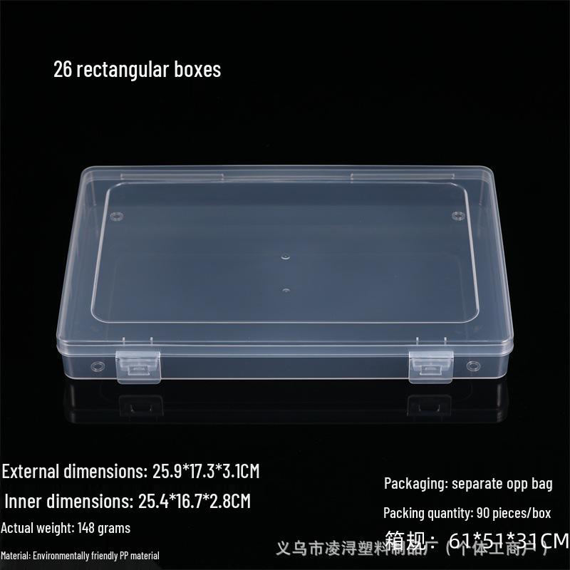 Rectangular Transparent PP Plastic Storage Box for Stationery, Cards, Hardware, Jewelry, and Fishing Gear