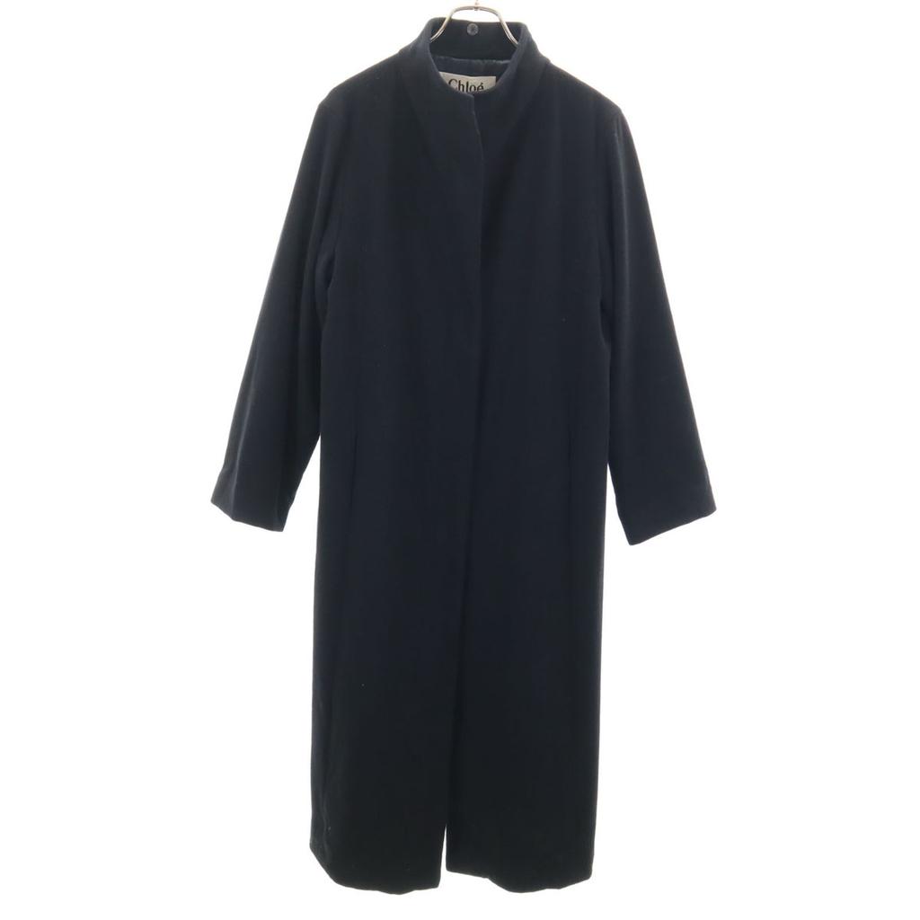 Chloe Cashmere Stand Collar Long Coat 40 Black Series Women Used