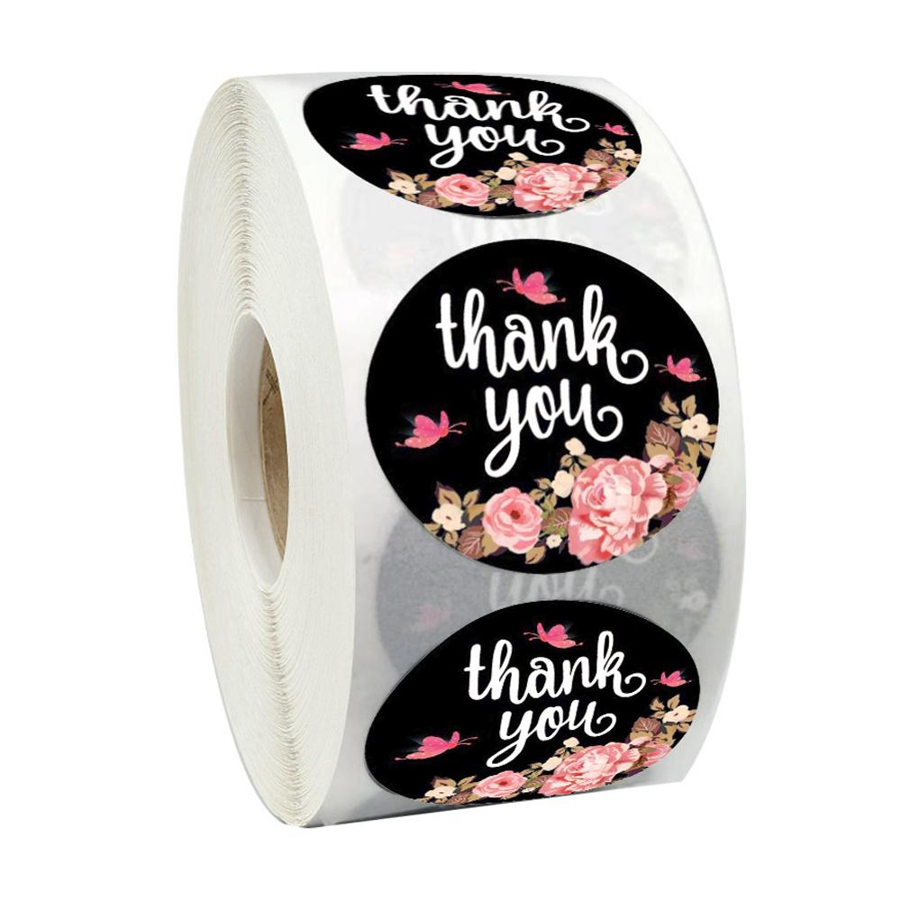 500pcs Thank You Stickers Green Flowers Thank You Labels for Birthday, Weddings, Giveaways, and Small Business Shipping Stickers