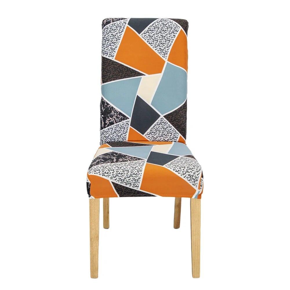 Elastischer Stuhlbezug für Esszimmer, Spandex, Universalgröße, Sitzbezug für Küchenstühle, geometrischer Stil, Möbelschutz, neu