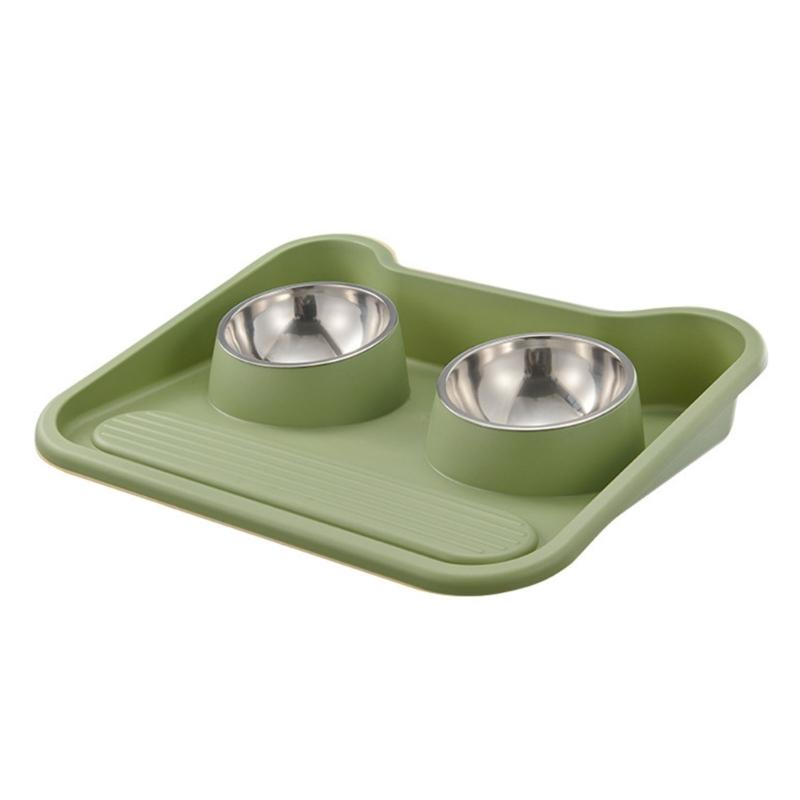 Raised Cat Feeding Double Bowls Nonslip Elevated Cat Water Bowl Food Container for Cat Dogs Small Pet Food Feeder Tray