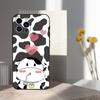 Cute Cartoon Print Cow Phone For iPhone 13,12,15,14,11,16,17,Plus,Pro Max,XS,X,XR,SE,Mini,8,7,Soft Silicone Black