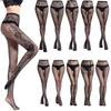 Women Sexy Lingerie Stockings Garter Belt Fishnet Tights Transparent Pantyhose Thigh High Stripe Elasti Embroidery Stockings
