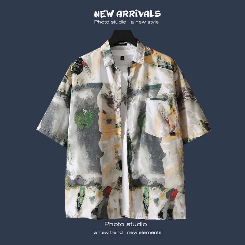 Men's Retro Hawaiian Floral Short-Sleeve Summer Shirt