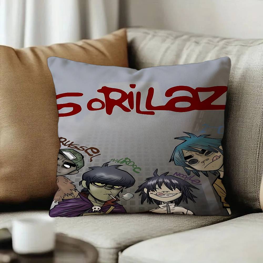 Band GGorillaz Music Pillow Covers Cartoon Sofa Decorative Home Doublesided Printing Short Plush Cute Cushion Cover