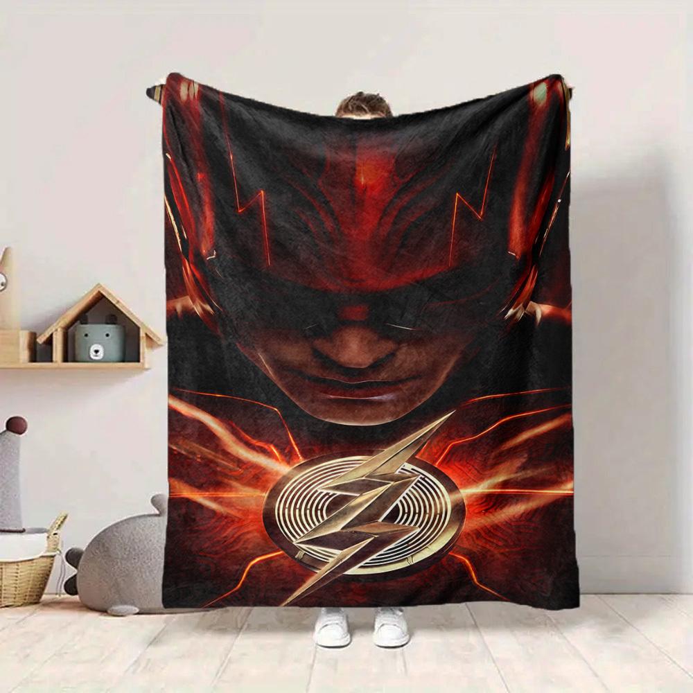 1pc Flash Symbol Blanket Lightweight Flannel Throw For Sofa, Bed, Travel, Livingroom, Office, Couch, Chair, And Bed