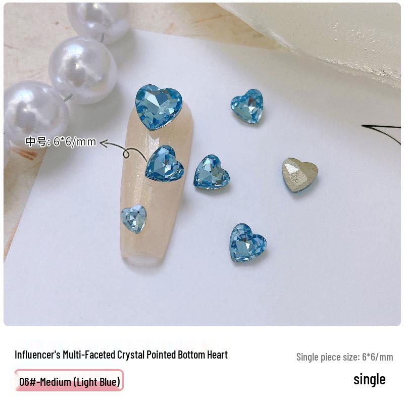 Heart Rhinestone Nail Art Accessories: Super Shiny Crystal Glass In Iridescent Peach, Small & Large Sizes